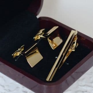 ネクタイピン 高級金属製正方形カフスボタンネクタイピン三点組